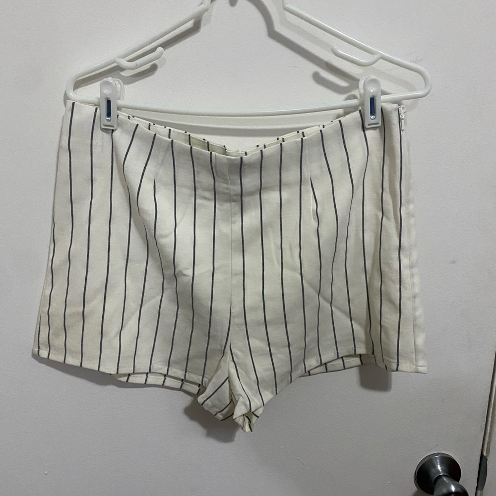 Gentle Fawn Cream Pinstripe High-Waist Shorts